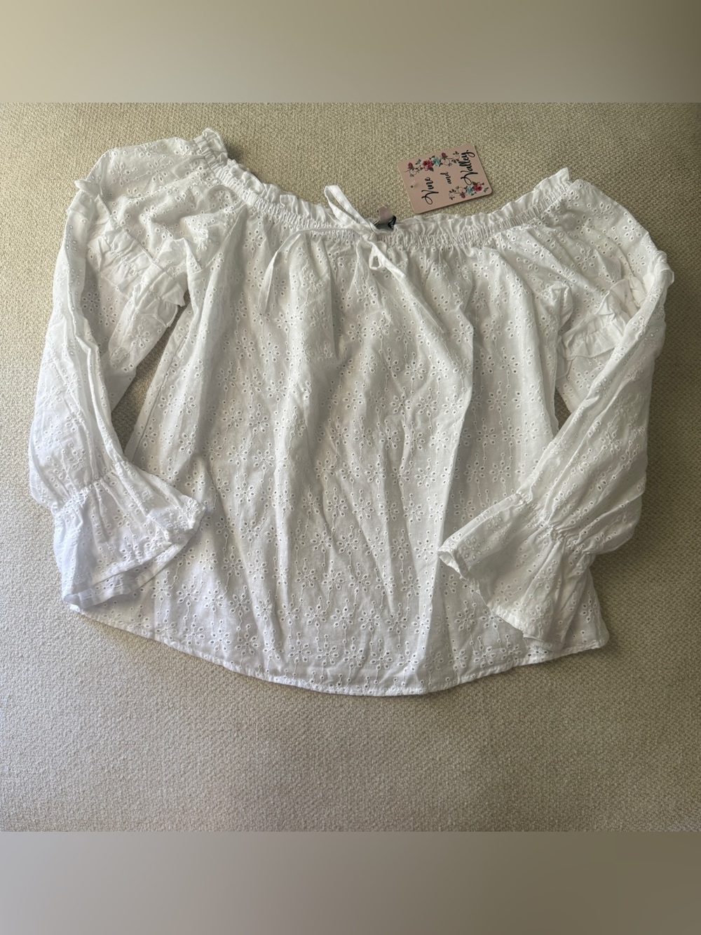 Vine & Valley White Eyelet Off-Shoulder Blouse